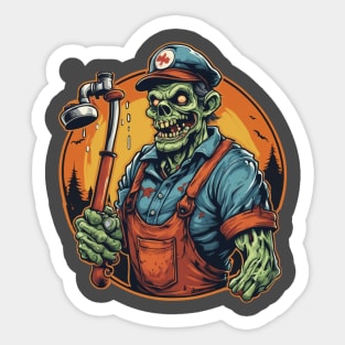 Zombie plumber repairman handyman Sticker